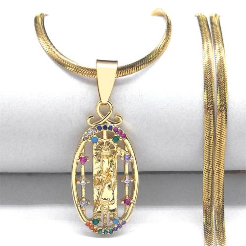 Collier en laiton cubique Zircon Micro Pave, Placage, unisexe & pavé de micro zircon & creux, doré, Vendu par PC