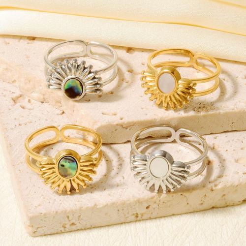Pierścień z muszlą, Stal nierdzewna 304, ze Muszla, Powlekane, biżuteria moda, dostępnych więcej kolorów, 11.80mm, sprzedane przez PC