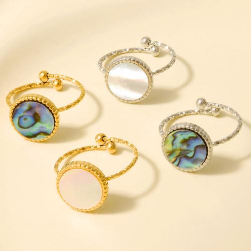 Pierścień z muszlą, Stal nierdzewna 304, ze Muszla, Powlekane, biżuteria moda, dostępnych więcej kolorów, sprzedane przez PC