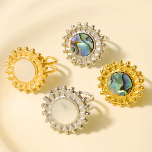 Pierścień z muszlą, Stal nierdzewna 304, ze Muszla, Powlekane, biżuteria moda, dostępnych więcej kolorów, 20.30mm, sprzedane przez PC