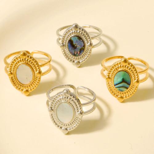 Pierścień z muszlą, Stal nierdzewna 304, Powlekane, biżuteria moda, dostępnych więcej kolorów, 18mm, sprzedane przez PC
