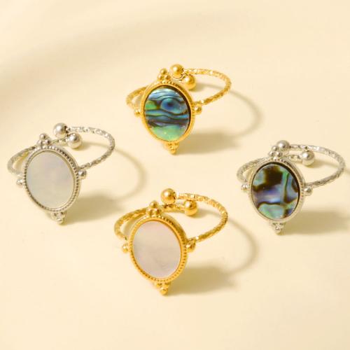 Pierścień z muszlą, Stal nierdzewna 304, ze Muszla, Powlekane, biżuteria moda, dostępnych więcej kolorów, 16mm, sprzedane przez PC