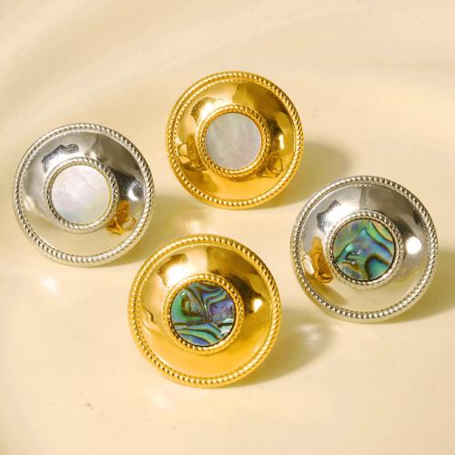 Pierścień z muszlą, Stal nierdzewna 304, ze Muszla, Powlekane, biżuteria moda, dostępnych więcej kolorów, 25mm, sprzedane przez PC