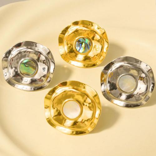 Pierścień z muszlą, Stal nierdzewna 304, ze Muszla, Powlekane, biżuteria moda, dostępnych więcej kolorów, 32mm, sprzedane przez PC