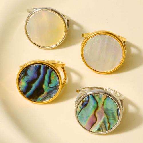 Pierścień z muszlą, Stal nierdzewna 304, ze Muszla, Powlekane, biżuteria moda, dostępnych więcej kolorów, 18mm, sprzedane przez PC