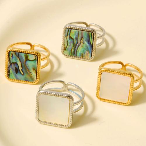 Pierścień z muszlą, Stal nierdzewna 304, ze Muszla, Powlekane, biżuteria moda, dostępnych więcej kolorów, 15mm, sprzedane przez PC