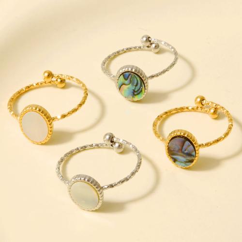 Pierścień z muszlą, Stal nierdzewna 304, ze Muszla, Powlekane, biżuteria moda, dostępnych więcej kolorów, 10mm, sprzedane przez PC