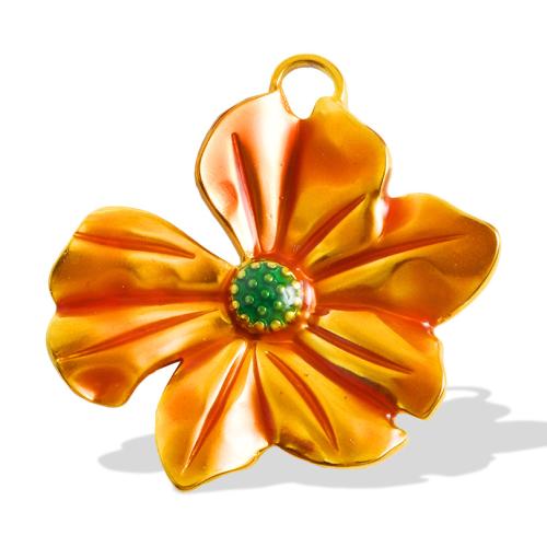 Přívěšek květina z nerezové oceli, 304 Stainless Steel, á, DIY & smalt, smíšené barvy, 10PC/Bag, Prodáno By Bag