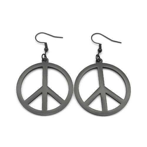 Boucle d'oreille goutte inox, Acier inoxydable 304, Rond, Placage, bijoux de mode & pour femme & creux, noire, Vendu par paire