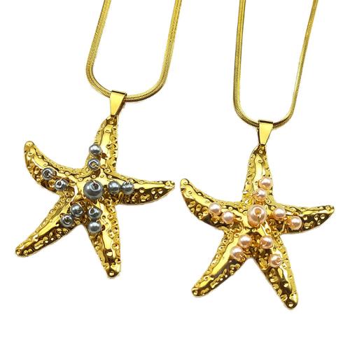 Nerezová ocel šperky náhrdelník, 304 Stainless Steel, s Plastové Pearl, 18K pozlacené, módní šperky & pro ženy, více barev na výběr, Prodáno By PC