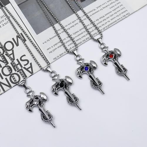 Zink Alloy tröja kedja halsband, Cross, guldfärg pläterade, mode smycken & med strass, fler färger för val, Säljs av PC