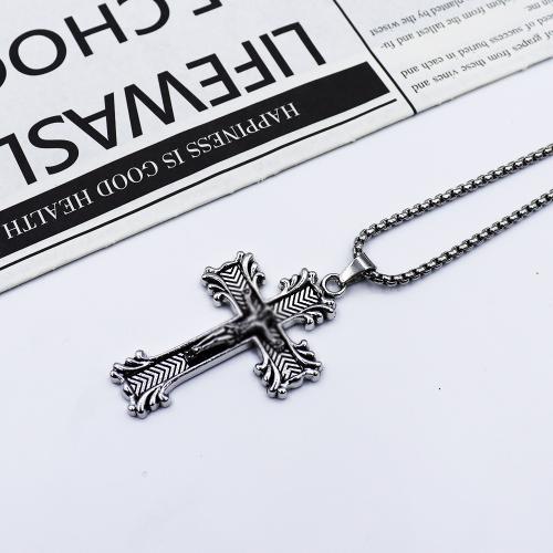 Zink Alloy tröja kedja halsband, Cross, guldfärg pläterade, mode smycken, silver, Säljs av PC