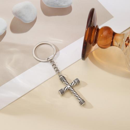Llaveros, aleación de zinc, Cruces, chapado en color dorado, Joyería, plateado, Vendido por UD