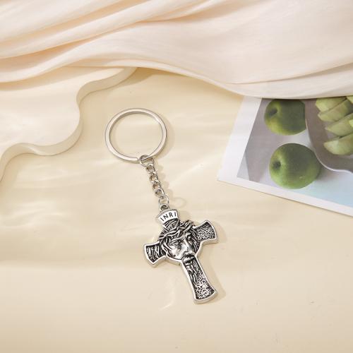 Llaveros, aleación de zinc, Cruces, chapado en color dorado, Joyería, plateado, Vendido por UD