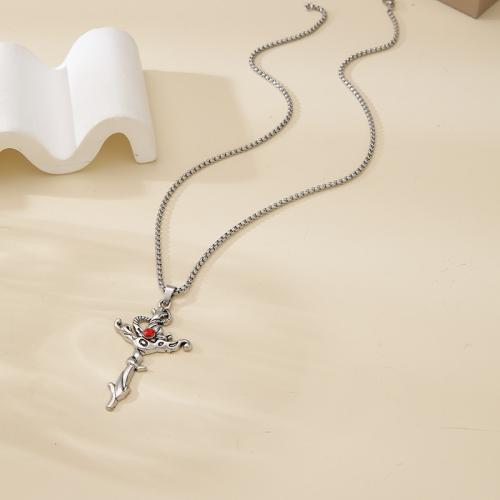 Llaveros, aleación de zinc, con Rubí, Cruces, chapado en color dorado, Joyería, más colores para la opción, Vendido por UD