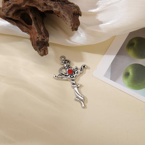 Llaveros, aleación de zinc, con Rubí, Cruces, chapado en color dorado, Bricolaje, más colores para la opción, Vendido por UD