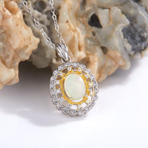 Cubic Zircon Micro bana Sterling Silver Halsband, 925 Sterling Silver, med Opal, guldfärg pläterade, mode smycken & micro bana cubic zirconia, fler färger för val, Säljs av PC