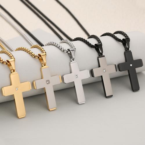Nerezová ocel Cross Přívěsky, 304 Stainless Steel, Kříž, DIY & s drahokamu, více barev na výběr, Prodáno By PC