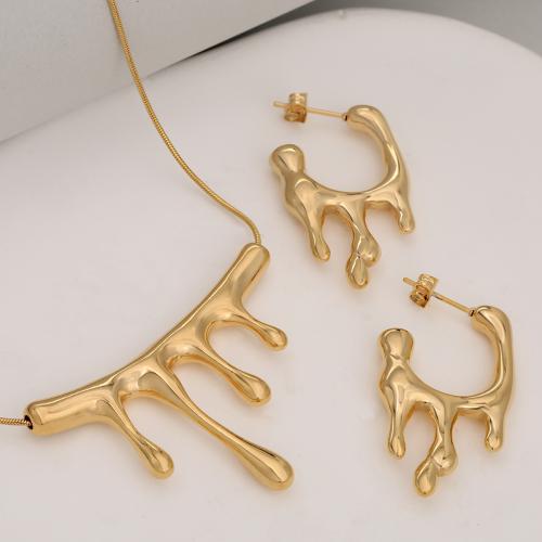 Stainless Steel smycken Ställer, Stud Örhänge & halsband, 304 rostfritt stål, plated, 2 stycken & mode smycken & för kvinna, fler färger för val, Säljs av Ställ