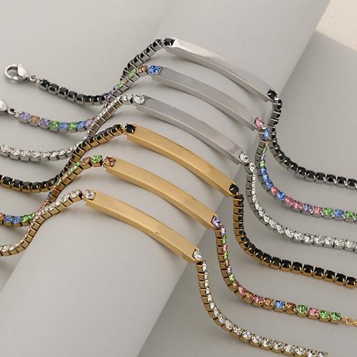 Bijoux bracelet en acier inoxydable, Acier inoxydable 304, Placage, bijoux de mode & unisexe & pavé de micro zircon, plus de couleurs à choisir, Vendu par PC