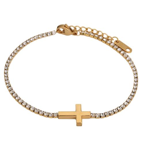 Bijoux bracelet en acier inoxydable, Acier inoxydable 304, Placage, bijoux de mode & pour femme & avec strass, plus de couleurs à choisir, Vendu par PC