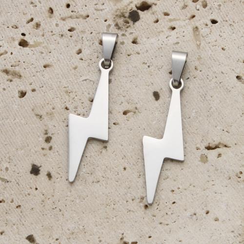 Wisiorki ze stali nierdzewnej, Stal nierdzewna 304, Symbol błyskawicy, Platerowane w kolorze srebra, DIY, srebro, 35x9x1.30mm, sprzedane przez PC