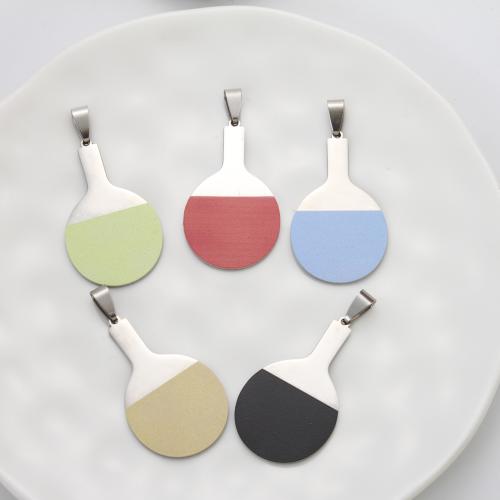 Bijoux pendentifs en acier inoxydable , Acier inoxydable 304, Raquette de Tennis de table, Placage, DIY, plus de couleurs à choisir, 25x50x15mm, Vendu par PC