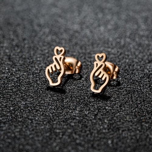 Boucle d'oreille de gaujon en acier inoxydable, Acier inoxydable 304, main, Placage, bijoux de mode, plus de couleurs à choisir, 12pairescouple/sac, Vendu par sac