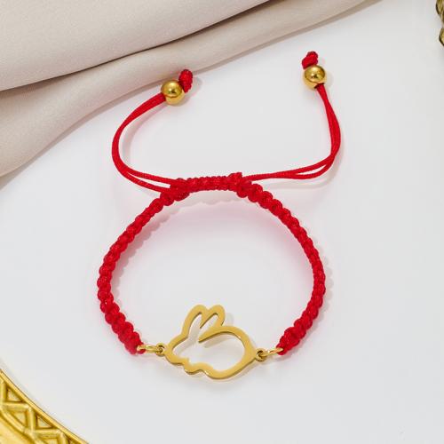 Bijoux bracelets de mode, Acier inoxydable 304, avec Cordon de noeud, lapin, Placage, bijoux de mode & creux, plus de couleurs à choisir, Vendu par PC