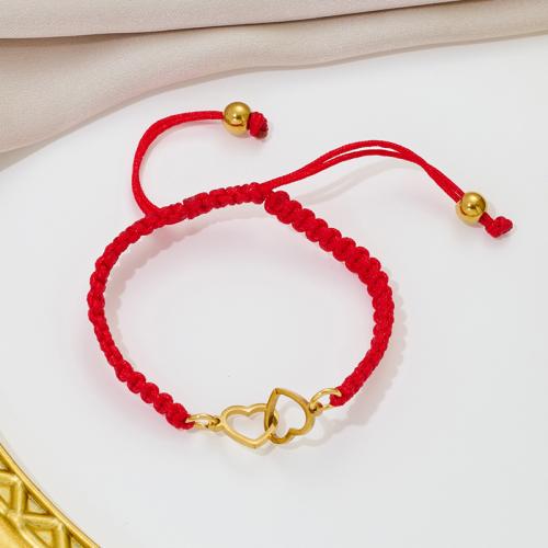 Bijoux bracelets de mode, Acier inoxydable 304, avec Cordon de noeud, coeur, Placage, bijoux de mode & creux, plus de couleurs à choisir, Vendu par PC
