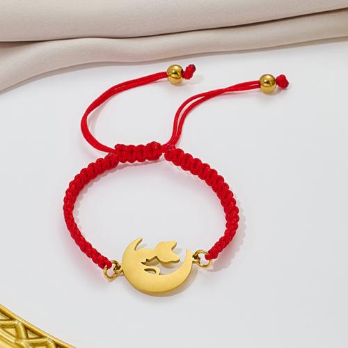 Bijoux bracelets de mode, Acier inoxydable 304, avec Cordon de noeud, lune, Placage, bijoux de mode, plus de couleurs à choisir, Vendu par PC