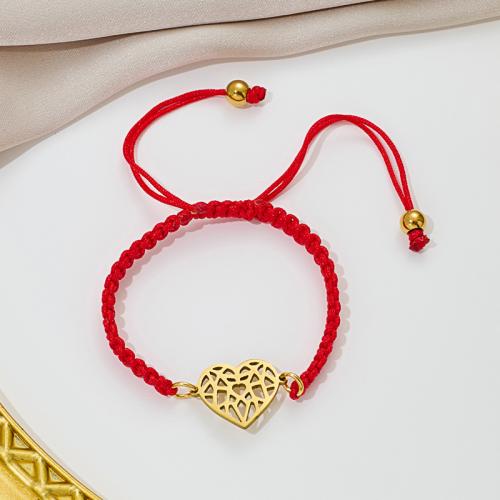 Bijoux bracelets de mode, Acier inoxydable 304, avec Cordon de noeud, coeur, Placage, bijoux de mode & creux, plus de couleurs à choisir, Vendu par PC