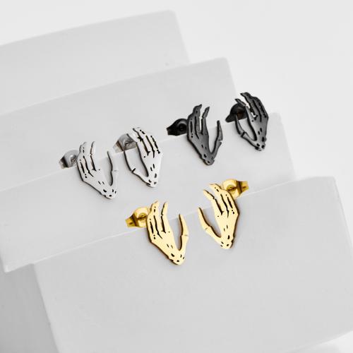 Boucle d'oreille de gaujon en acier inoxydable, Acier inoxydable 304, main, Placage, Halloween Design & bijoux de mode, plus de couleurs à choisir, 12pairescouple/sac, Vendu par sac