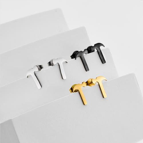 Boucle d'oreille de gaujon en acier inoxydable, Acier inoxydable 304, marteau, Placage, bijoux de mode, plus de couleurs à choisir, 12pairescouple/sac, Vendu par sac
