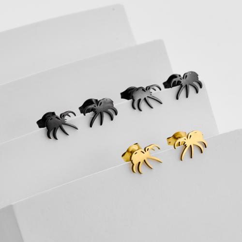 Boucle d'oreille de gaujon en acier inoxydable, Acier inoxydable 304, araignée, Placage, Halloween Design & bijoux de mode, plus de couleurs à choisir, 12pairescouple/sac, Vendu par sac