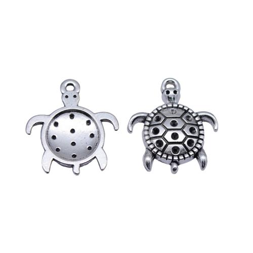 Zinc Alloy Animal Pendants Turtle plated DIY antique silver color Sold By Bag