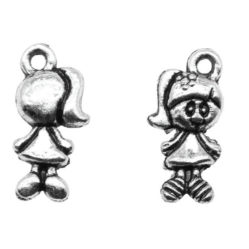 Character Shaped Zinc Alloy Pendants, liga de zinco, Garota, banhado, DIY, 20PCs/Bag, vendido por Bag