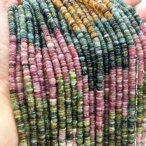 Gemstone Smycken Pärlor, Turmalin, polerad, naturliga & DIY, flerfärgad, 2x6mm, Såld Per Ca 38 cm Strand
