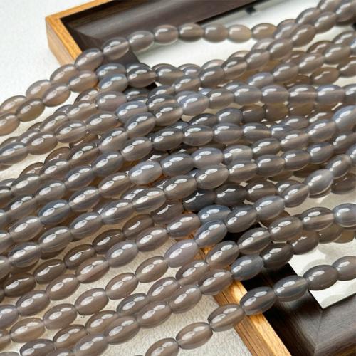 Naturliga grå agat pärlor, Bucket, polerad, DIY, 8x12mm, Såld Per Ca 38 cm Strand