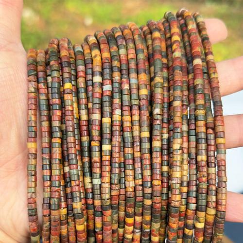 Gemstone Smycken Pärlor, Red Pine, med Jasper Picasso, Naturligt & DIY, 2x4mm, Såld Per Ca 38 cm Strand