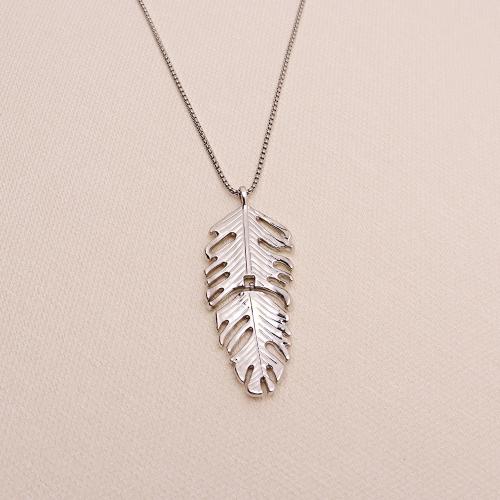 Zink Alloy tröja kedja halsband, Feather, guldfärg pläterade, mode smycken & med strass, fler färger för val, Säljs av PC