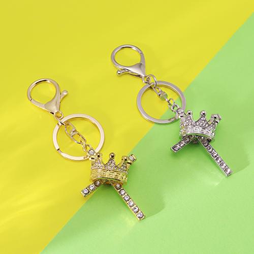 Llaveros, aleación de zinc, Cruces, chapado en color dorado, Joyería & con diamantes de imitación, más colores para la opción, Vendido por UD