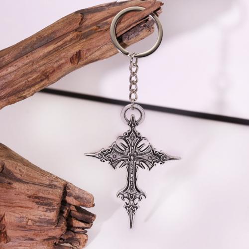 Llaveros, aleación de zinc, Cruces, chapado en color dorado, Joyería, plateado, Vendido por UD