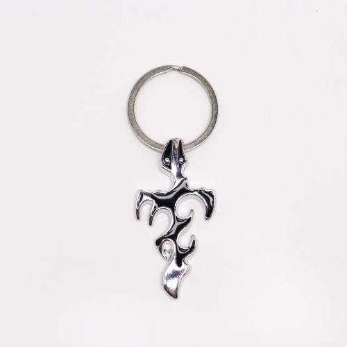 Llaveros, aleación de zinc, Cruces, chapado en color dorado, Joyería & esmalte, Negro, Vendido por UD