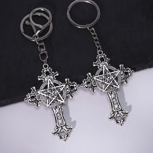 Llaveros, aleación de zinc, Cruces, chapado en color dorado, Joyería, plateado, Vendido por UD