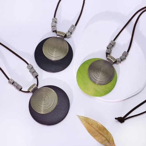 dřevo náhrdelník, s Zinek, barva pozlacený, módní šperky, více barev na výběr, Prodáno By PC