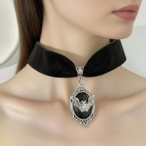 Sammet choker, Zink Alloy, med Syntetisk Ädelsten, guldfärg pläterade, mode smycken, fler färger för val, Säljs av PC