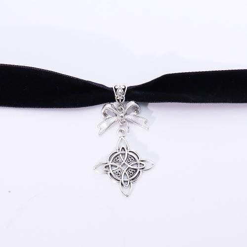 Sammet choker, Zink Alloy, guldfärg pläterade, mode smycken, silver, Säljs av PC