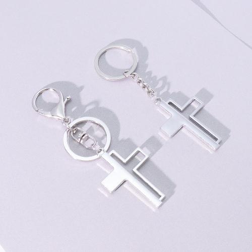 Llaveros, aleación de zinc, Cruces, chapado en color dorado, Joyería, plateado, Vendido por UD