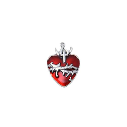 Zinc Alloy émail Pendants, alliage de zinc, coeur, Placage de couleur d'or, DIY, rouge, Vendu par PC